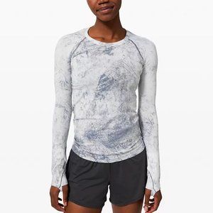 Lululemon Swiftly Tech Long Sleeve 2.0, Multi Dye White/Grey/Black, size 8